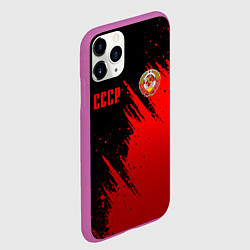 Чехол iPhone 11 Pro матовый СССР - черно-красный, цвет: 3D-фиолетовый — фото 2