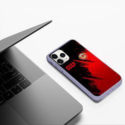 Чехол iPhone 11 Pro матовый СССР - черно-красный, цвет: 3D-светло-сиреневый — фото 2