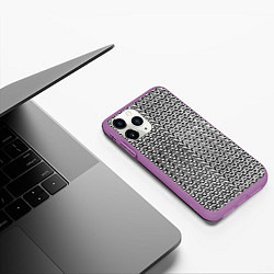 Чехол iPhone 11 Pro матовый Чёрно-белые волнистые линии, цвет: 3D-фиолетовый — фото 2