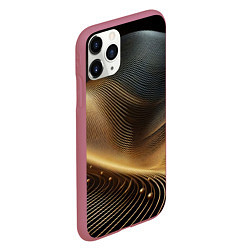 Чехол iPhone 11 Pro матовый Золотые линии с шариками, цвет: 3D-малиновый — фото 2