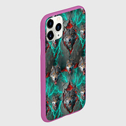 Чехол iPhone 11 Pro матовый Паттерн из волков эпично, цвет: 3D-фиолетовый — фото 2