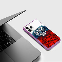 Чехол iPhone 11 Pro матовый Триколор и герб Росссия, цвет: 3D-фиолетовый — фото 2