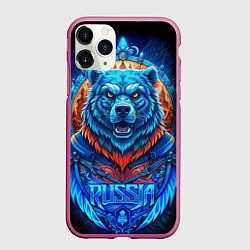 Чехол iPhone 11 Pro матовый Ледяной белый русский медведь, цвет: 3D-малиновый