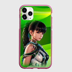 Чехол iPhone 11 Pro матовый Stellar Blade Eve зеленый абстракт, цвет: 3D-малиновый