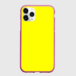 Чехол iPhone 11 Pro матовый Яркий желтый, цвет: 3D-малиновый