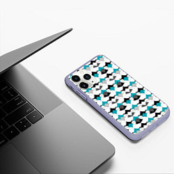 Чехол iPhone 11 Pro матовый Разноцветный черный голубой с белым геометрический, цвет: 3D-светло-сиреневый — фото 2
