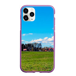 Чехол iPhone 11 Pro матовый Пригородный пейзаж, цвет: 3D-фиолетовый