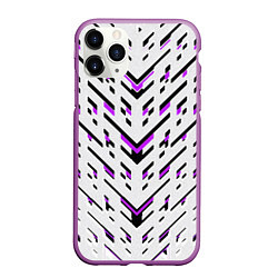 Чехол iPhone 11 Pro матовый Black and purple stripes on a white background, цвет: 3D-фиолетовый