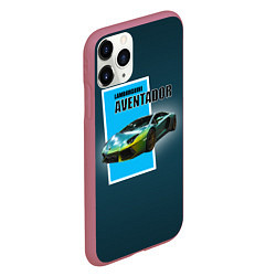 Чехол iPhone 11 Pro матовый Спортивная машина Lamborghini Aventador, цвет: 3D-малиновый — фото 2