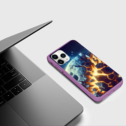 Чехол iPhone 11 Pro матовый Взрыв планеты - космос от нейросети, цвет: 3D-фиолетовый — фото 2