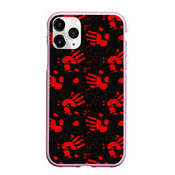 Чехол iPhone 11 Pro матовый Blood hands паттерн, цвет: 3D-розовый