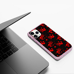 Чехол iPhone 11 Pro матовый Blood hands паттерн, цвет: 3D-розовый — фото 2