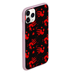 Чехол iPhone 11 Pro матовый Blood hands паттерн, цвет: 3D-розовый — фото 2