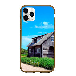Чехол iPhone 11 Pro матовый Дом в деревне, цвет: 3D-коричневый