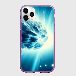 Чехол iPhone 11 Pro матовый Неоновая комета - нейросеть, цвет: 3D-фиолетовый