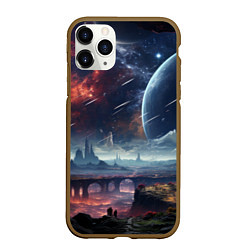 Чехол iPhone 11 Pro матовый Фантастическая планета внутри космоса, цвет: 3D-коричневый