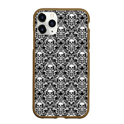 Чехол iPhone 11 Pro матовый Skull patterns, цвет: 3D-коричневый