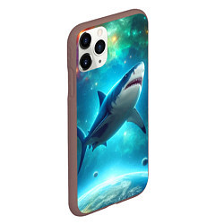 Чехол iPhone 11 Pro матовый Большая белая акула в космическом пространстве, цвет: 3D-коричневый — фото 2