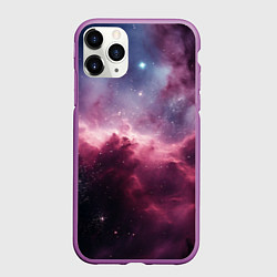 Чехол iPhone 11 Pro матовый Абстрактный космос фантастика, цвет: 3D-фиолетовый