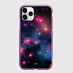 Чехол iPhone 11 Pro матовый Абстрактный космос фантастика, цвет: 3D-фиолетовый