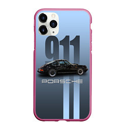 Чехол iPhone 11 Pro матовый Винтажный автомобиль Porsche, цвет: 3D-малиновый