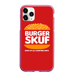 Чехол iPhone 11 Pro матовый Burger skuf, цвет: 3D-малиновый