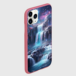 Чехол iPhone 11 Pro матовый Волшебный ночной водопад, цвет: 3D-малиновый — фото 2