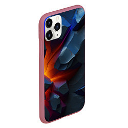 Чехол iPhone 11 Pro матовый Объемные камни в разломе, цвет: 3D-малиновый — фото 2