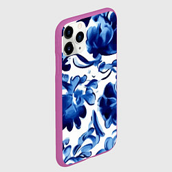 Чехол iPhone 11 Pro матовый Гжель акварель, цвет: 3D-фиолетовый — фото 2