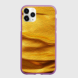 Чехол iPhone 11 Pro матовый Золотая поверхность с волнами и рябью, цвет: 3D-фиолетовый