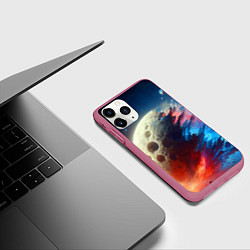 Чехол iPhone 11 Pro матовый Разрыв космического тела - нейросеть, цвет: 3D-малиновый — фото 2