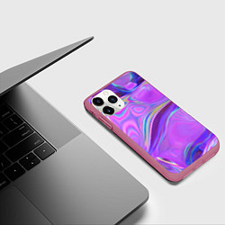 Чехол iPhone 11 Pro матовый Неоновый розовый бензин, цвет: 3D-малиновый — фото 2