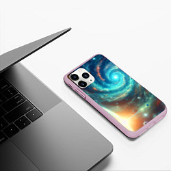 Чехол iPhone 11 Pro матовый Неоновая далёкая галактика - нейросеть, цвет: 3D-розовый — фото 2