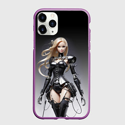 Чехол iPhone 11 Pro матовый Cyber Barbie - fantasy cyberpunk ai art, цвет: 3D-фиолетовый
