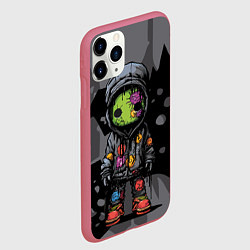 Чехол iPhone 11 Pro матовый Странный зеленый человечек, цвет: 3D-малиновый — фото 2