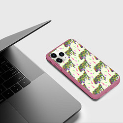 Чехол iPhone 11 Pro матовый Елизавета и капли, цвет: 3D-малиновый — фото 2