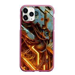 Чехол iPhone 11 Pro матовый Cyber armor - ai art, цвет: 3D-малиновый