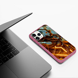 Чехол iPhone 11 Pro матовый Cyber armor - ai art, цвет: 3D-малиновый — фото 2