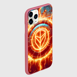 Чехол iPhone 11 Pro матовый Наэлектризованная кибер поверхность - нейросеть, цвет: 3D-малиновый — фото 2