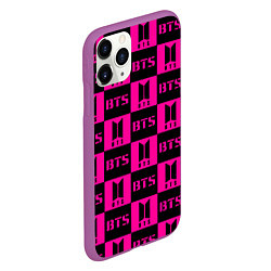 Чехол iPhone 11 Pro матовый BTS pattern pink logo, цвет: 3D-фиолетовый — фото 2