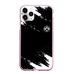 Чехол iPhone 11 Pro матовый Borussia краски чёрно белый, цвет: 3D-розовый