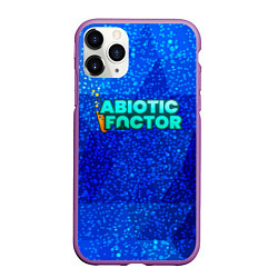 Чехол iPhone 11 Pro матовый Abiotic Factor logo blue neon, цвет: 3D-фиолетовый