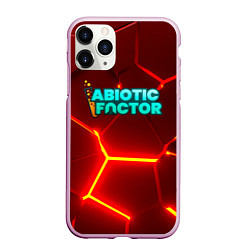 Чехол iPhone 11 Pro матовый Abiotic Factor логотип на красном неоновом фоне, цвет: 3D-розовый