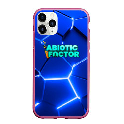 Чехол iPhone 11 Pro матовый Abiotic Factor логотип на синем неоновом фоне, цвет: 3D-малиновый