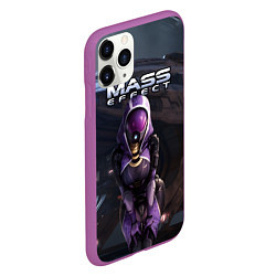 Чехол iPhone 11 Pro матовый Mass Effect ТалиЗора и космический корабль, цвет: 3D-фиолетовый — фото 2