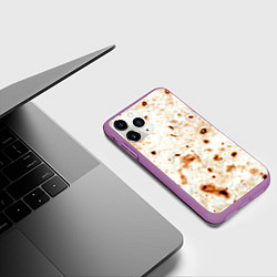 Чехол iPhone 11 Pro матовый Текстура светлого лаваша, цвет: 3D-фиолетовый — фото 2