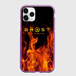 Чехол iPhone 11 Pro матовый Ghost of Tsushima в огне, цвет: 3D-фиолетовый