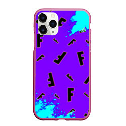 Чехол iPhone 11 Pro матовый Fortnite neon steel colors epic, цвет: 3D-малиновый