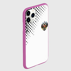 Чехол iPhone 11 Pro матовый Герб РФ спорт абстракция, цвет: 3D-фиолетовый — фото 2
