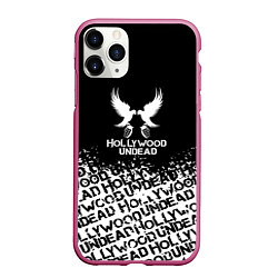 Чехол iPhone 11 Pro матовый Hollywood Undead rock, цвет: 3D-малиновый